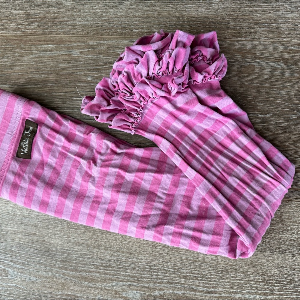 Matilda Jane Pink Striped Ruffle Leggings
